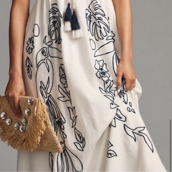 NEW Farm Rio Embroidered Halter Maxi Dress - Picture 2 of 13